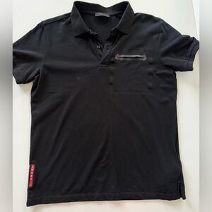 Prada Linea Rossa Black Polo with Red Highlights Size M